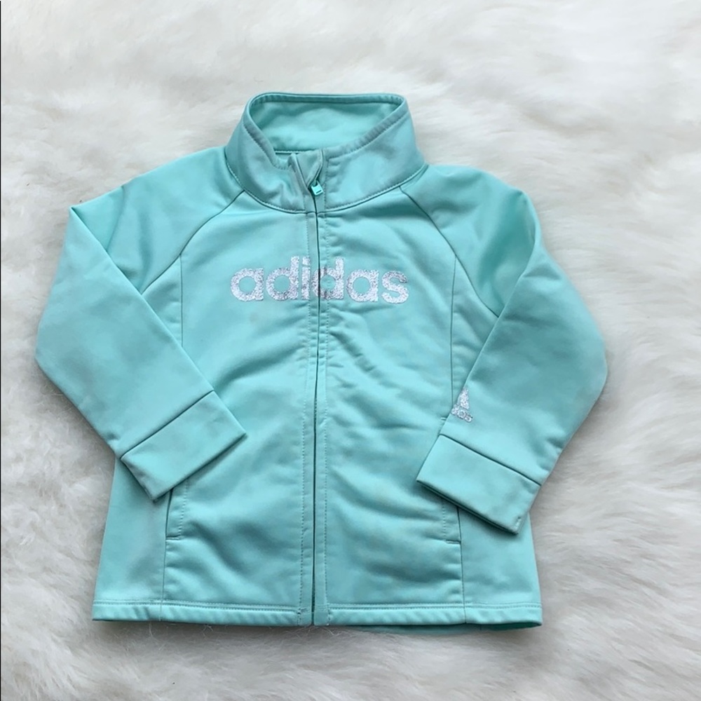 Adidas Toddler Ruffle Teal Long Sleeve Zip Jacket
